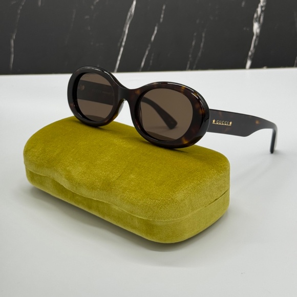 NEW GG1587S 002 GUCCI HAVANA BROWN OVAL WOMEN GUCCI SUNGLASSES - Picture 3 of 13